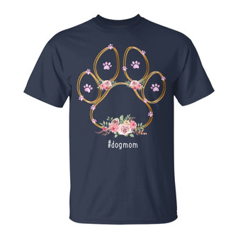 Dog Mom Paw Floral Personalized T-Shirt - Gift for Dog Mom - Thegiftio UK