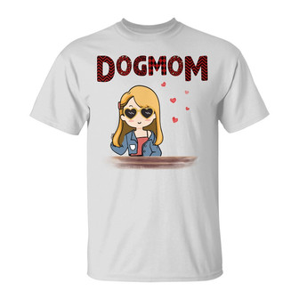Dog Mom Red Patterned Chibi Girl Custom T-Shirt - Thegiftio UK