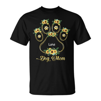 Dog Mom Sunflower Outline Custom T-Shirt - Gift for Dog Moms - Thegiftio UK