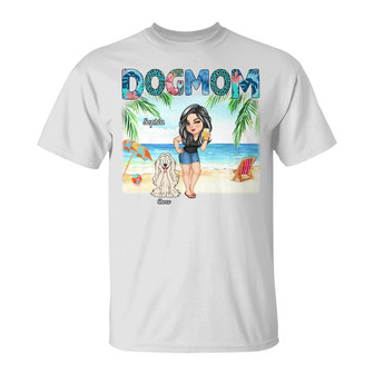 Dog Mom Tropical Beach Sea Ocean Custom T-Shirt - Thegiftio UK