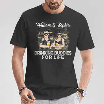 Drinking Buddies For Life Custom T-Shirt - Gift for Couples - Thegiftio UK