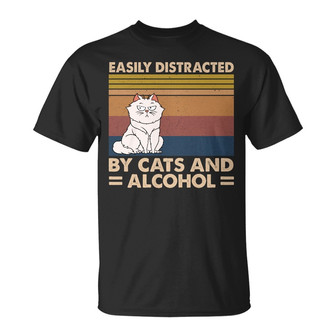 Easily Distracted By Cats Alcohol Custom T-Shirt - Thegiftio UK