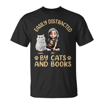 Easily Distracted By Cats Custom T Shirt - Gift for Cat Moms - Thegiftio UK