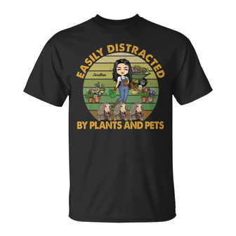 Easily Distracted By Plants And Pets Custom T-Shirt - Gift - Thegiftio UK