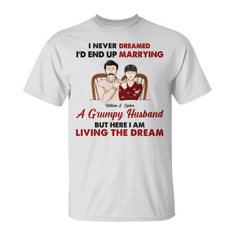 Elder Couple Living The Dream Custom T-Shirt - Couples Gift - Thegiftio UK