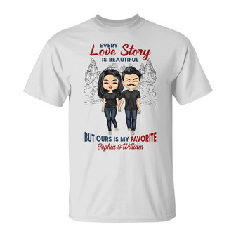 Every Love Story Is Beautiful Custom T-Shirt - Couple Gift - Thegiftio UK