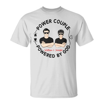 Family Couple Powered By God Custom T-Shirt - Couple Gift - Thegiftio UK