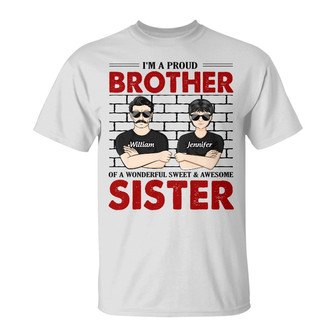 Family Proud Brothers Awesome Sister Custom T-Shirt - Gift - Thegiftio UK