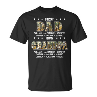 First Dad Now Grandpa Custom T-Shirt - Gift for Grandfather - Thegiftio UK
