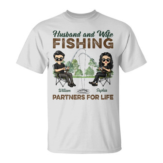 Fishing Partners For Life Personalized T-Shirt - Couple Gift - Thegiftio UK