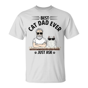 Fluffy Cat Best Cat Dad Custom T-Shirt - Father's Day Gift - Thegiftio UK
