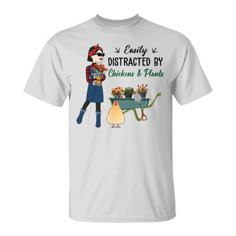 Gardening With Chicken Stick Lady Custom T-Shirt - Thegiftio UK