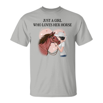 Girl And Horse Pink Heart Custom T-Shirt - Gift for Lovers - Thegiftio UK