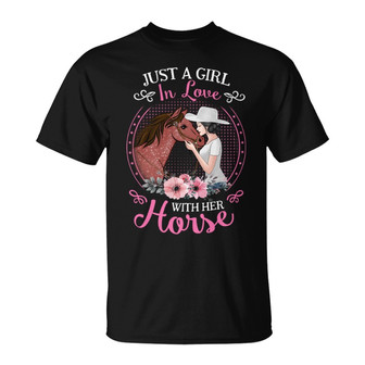 Girl In Love With Her Horse Floral Custom T-Shirt - Gift - Thegiftio UK