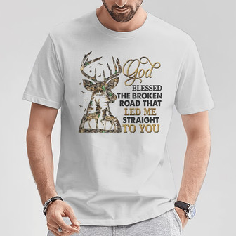 God Blessed The Broken Road Custom T-Shirt - Gift for Couple - Thegiftio UK