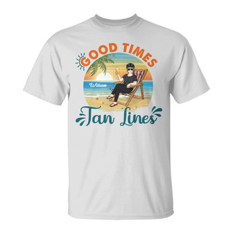 Good Times And Tan Lines Personalized T-Shirt - Beach Gift - Thegiftio UK