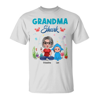 Grandma Mom Auntie Shark Doll Custom T-Shirt - Gift for Mom - Thegiftio UK