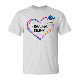 Grandma Mom Auntie Shark Heart Custom T-Shirt - Family Gift - Thegiftio UK