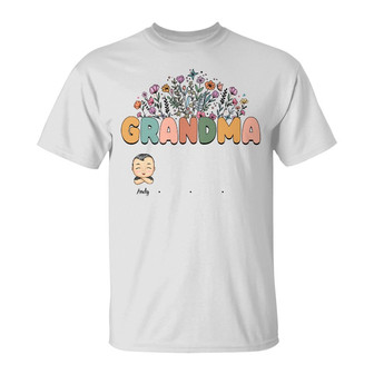 Grandma Nana Floral Title Custom T-Shirt - Gift for Grandma - Thegiftio UK