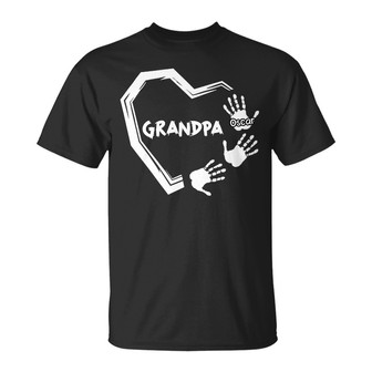 Grandpa Dad Heart Handprints Custom T-Shirt - Gift for Dad - Thegiftio UK