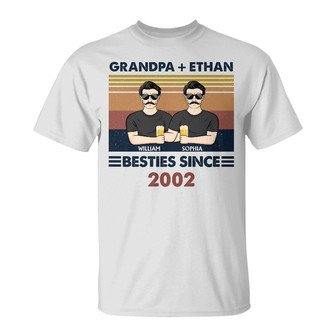 Grandpa Grandma & Grandkids Besties Since Custom T-Shirt - Thegiftio UK