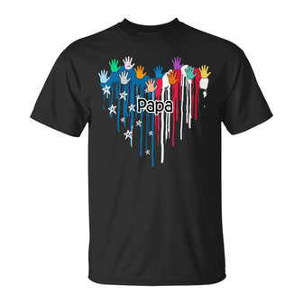 Grandpa Heart Hand Print Custom T-Shirt - Gift For Grandpa - Thegiftio UK