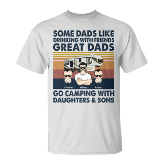 Great Dad Go Camping With Daughters Custom T-Shirt - Gift - Thegiftio UK