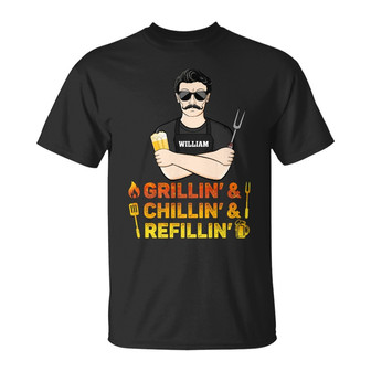 Grillin' Chillin' Refillin' Custom T-Shirt - Gift for Dad - Thegiftio UK