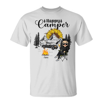 Happy Camper Chibi Custom T-Shirt - Gift for Camping Lovers - Thegiftio UK