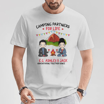 Happy Campers Chibi Couple Custom T-Shirt - Gift for Him - Thegiftio UK