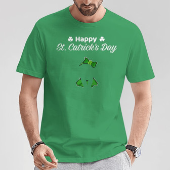 Happy St Catrick's Day Sitting Cat Custom T-Shirt - Thegiftio UK