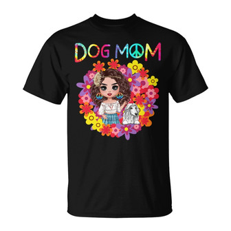 Hippie Doll Girl Dog Mom Custom T-Shirt - Dog Lovers Gift - Thegiftio UK