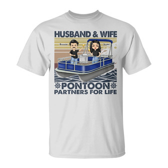 Husband & Wife Pontoon Partners Custom T-Shirt - Thegiftio UK