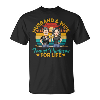 Husband And Wife Travel Partners Custom T-Shirt - Gift - Thegiftio UK