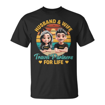 Husband And Wife Travel Partners For Life Custom T-Shirt - Thegiftio UK