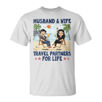 Husband And Wife Travel Partners For Life Custom T-Shirt - Thegiftio UK