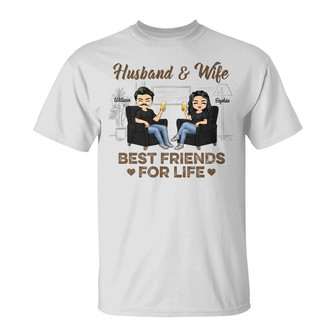 Husband Wife Best Friends Custom T-Shirt - Gift for Couple - Thegiftio UK