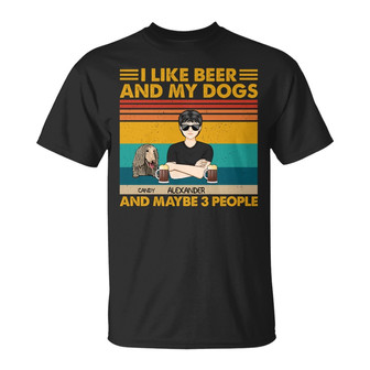I Like Beer Wine And My Dogs Custom T-Shirt - Birthday Gift - Thegiftio UK