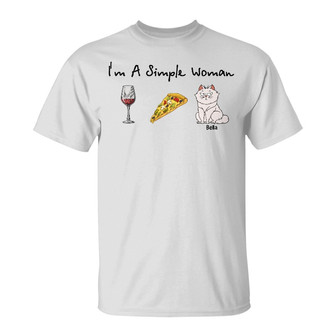 I'm A Simple Woman Funny Cartoon Cat Custom T-Shirt - Gift - Thegiftio UK