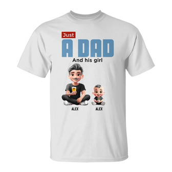 Just A Dad And His Girl 3D Cartoon Custom T Shirt - Thegiftio UK