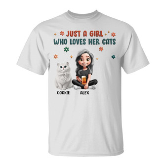Just A Girl Who Loves Her Cats Custom T-Shirt - Thegiftio UK