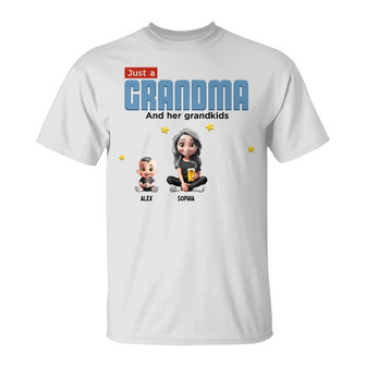 Just A Grandma And Her Grandkids Custom T-Shirt - Thegiftio UK