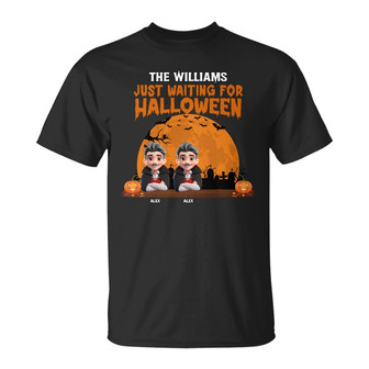Just Waiting For Halloween Custom T-Shirt - Gift for Family - Thegiftio UK