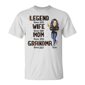 Legend Wife Mom Grandma Custom T-Shirt - Gift for Her - Thegiftio UK