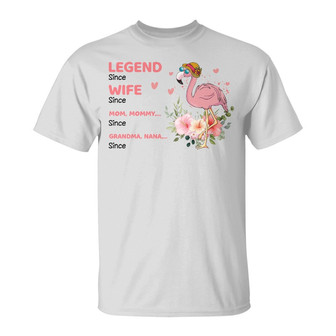 Legend Wife Mom Grandma Flamingo Custom T-Shirt - Thegiftio UK