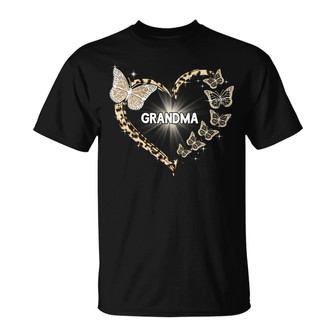 Leopard Butterflies Heart Custom T-Shirt - Gift for Grandma - Thegiftio UK