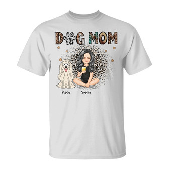 Leopard Dog Mom With Dogs Custom T-Shirt - Birthday Gift - Thegiftio UK