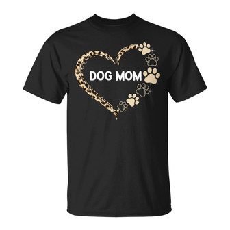 Leopard Heart Dog Mom Personalized T-Shirt - Gift for Mom - Thegiftio UK