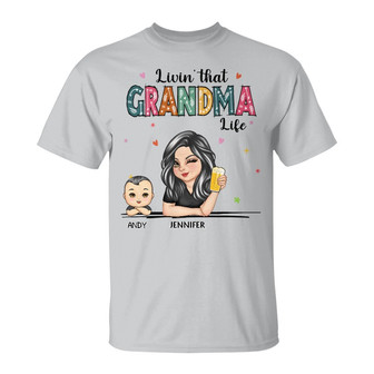 Living That Grandma Life Personalized T-Shirt - Gift for Her - Thegiftio UK