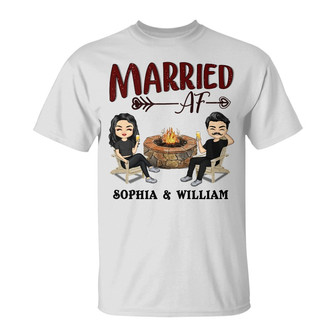Married Af Grilling Chillin Custom T-Shirt - Couples Gift - Thegiftio UK
